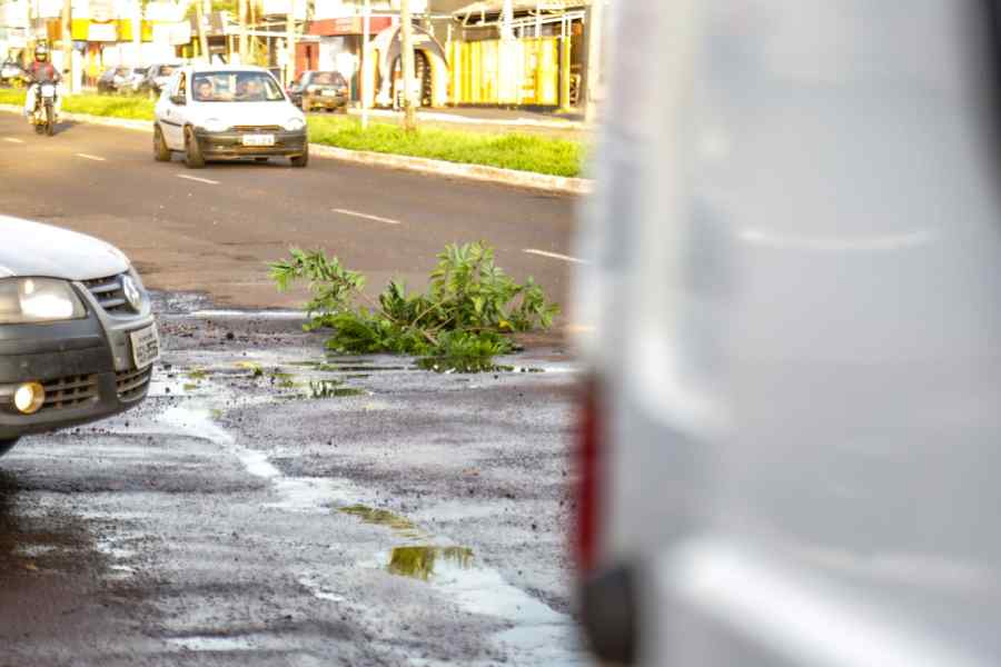 idoso acidente galhos - VÍDEO: Idoso não consegue ver buraco cheio de água na Manoel da Costa Lima e cai com moto