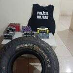 PMA de MS e Paraná flagram contrabandistas  com 20 pneus um dentro do outro instalados no carro