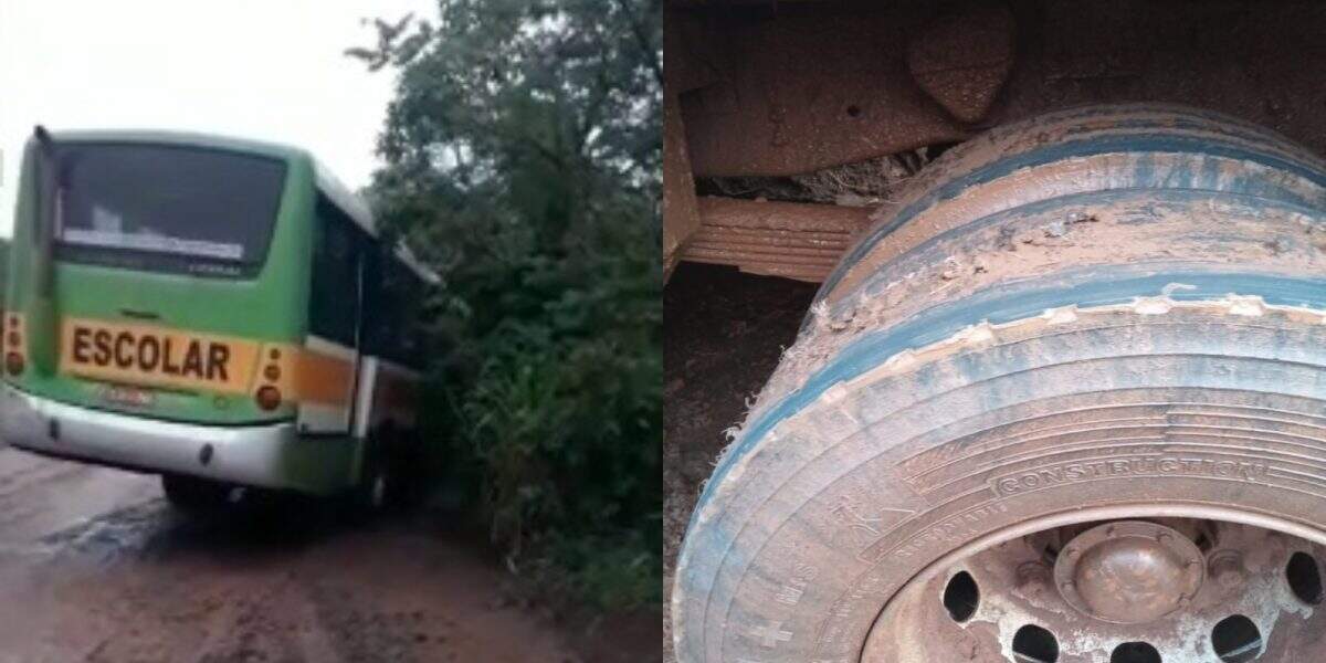 VÍDEO: Ônibus escolar de Terenos cai em ribanceira e mães denunciam condições de veículo
