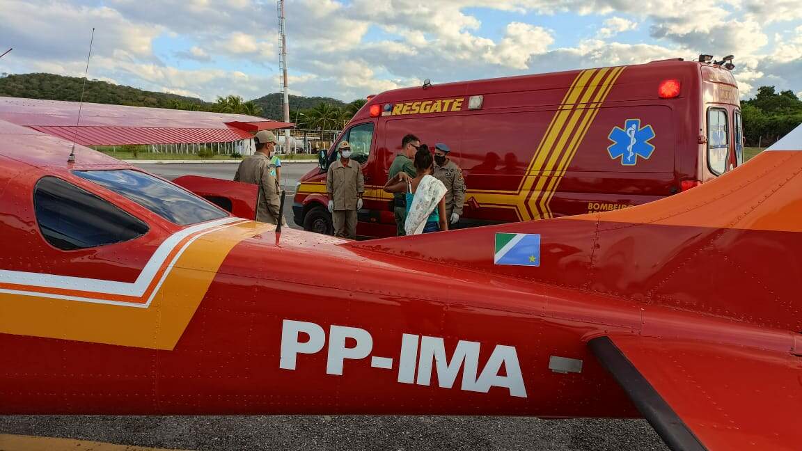Aeronave do Corpo de Bombeiros resgatou bebê da Aldeia Uberaba -