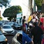 Motoristas param em fila dupla em frente à escola e causam congestionamento no Centro de Campo Grande