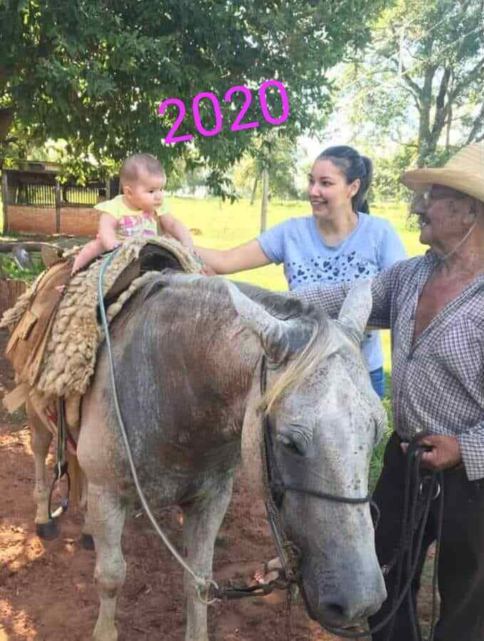 maria clara montado - Pantaneira de 2 anos, Maria Clara já toca berrante e quer montar no cavalo para chamar a boiada