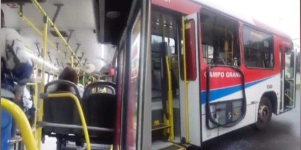 VÍDEO: homem não consegue assaltar passageira e quebra janela de ônibus para fugir no Tiradentes