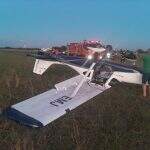 Avião tomba no Aeroporto de Três Lagoas e mobiliza Corpo de Bombeiros