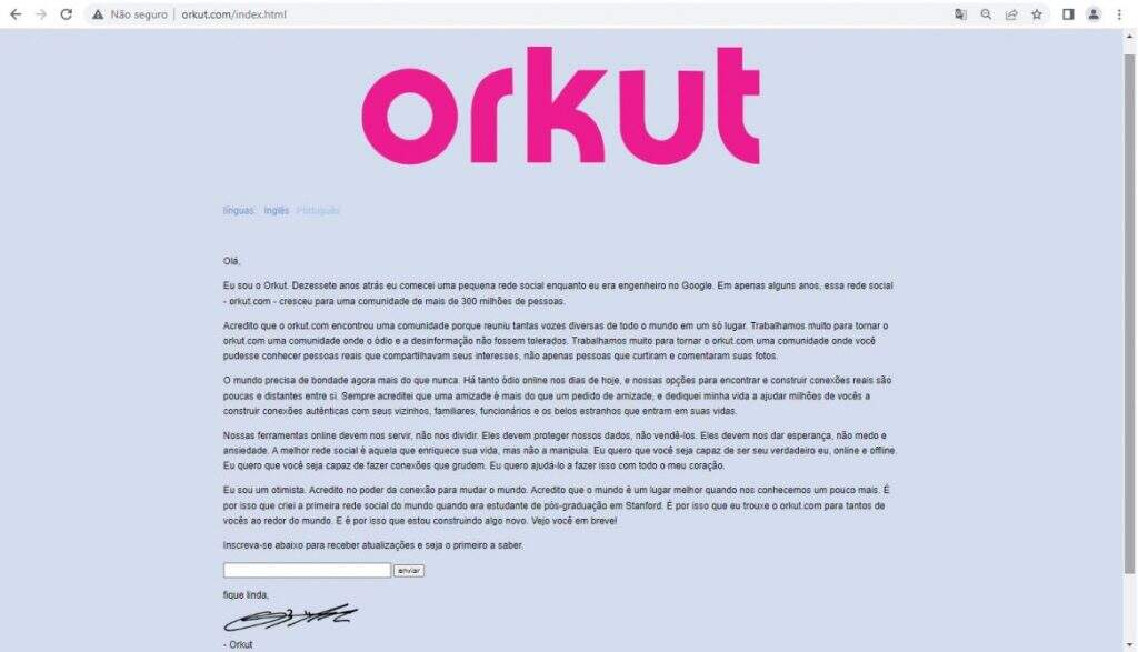 volta do orkut pagina