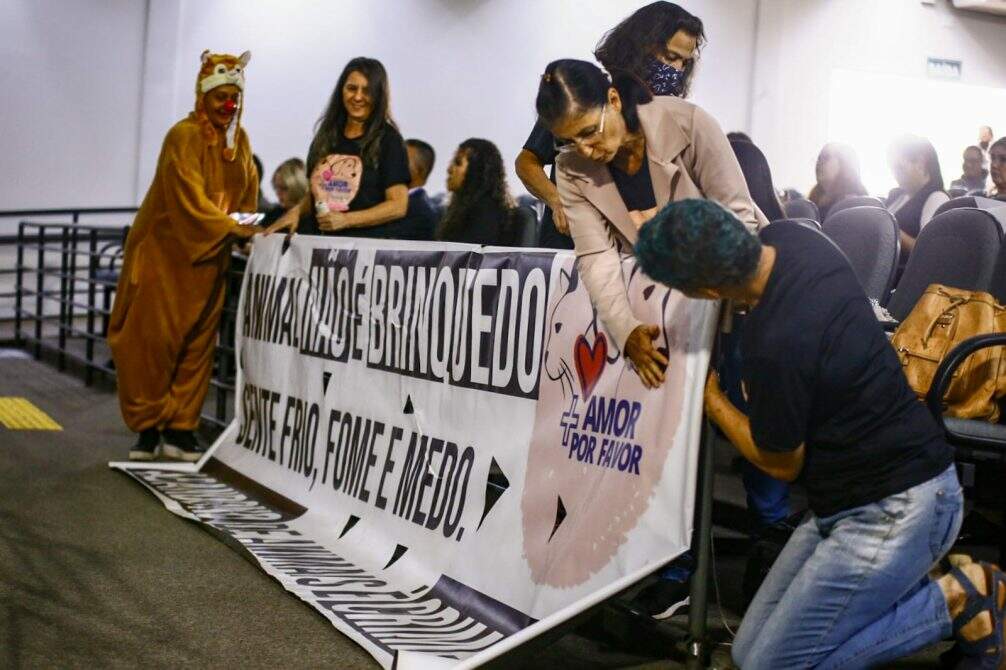 Defensores dos animais fazem protesto na Câmara contra mudança de projeto da UPA Vet