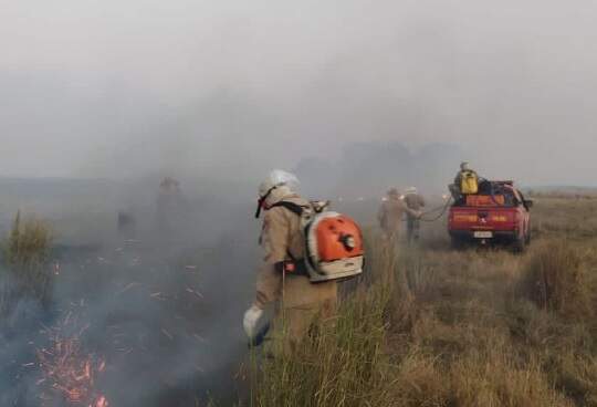 incendio pantanal cbmms - Corpo de Bombeiros continua no combate a incêndio no Pantanal pelo 5º dia seguido