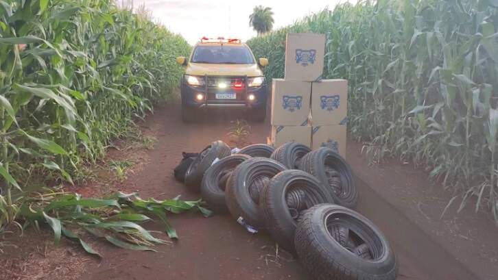 Carga de R$ 21 mil em pneus contrabandeados é apreendida na MS-164