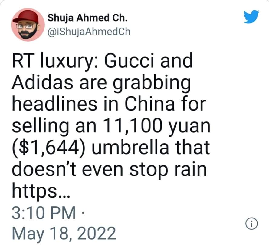 received 1284635511940059 - Adidas e Gucci estão vendendo um guarda-chuva de US$ 1.644 que não protege da chuva