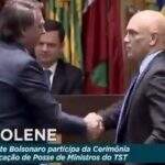 Em guerra contra Moraes, Bolsonaro troca aperto de mão com ministro