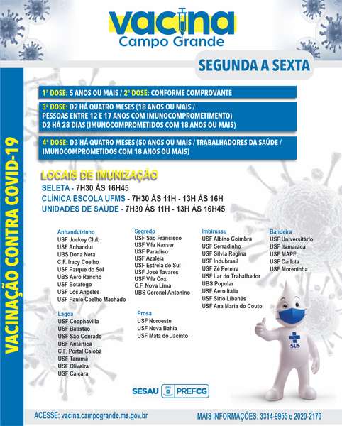 vacinacao campo grande - Confira calendário de vacinação contra Covid nesta semana em Campo Grande