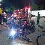 Bombeiros são acionados após acidente entre moto e ciclista na Costa e Silva