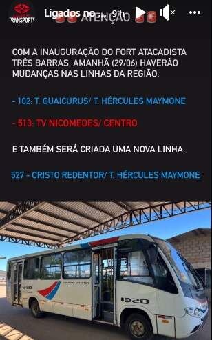 ligados no transporte - Inauguração de atacadista altera linhas de ônibus da região da Avenida Três Barras; confira