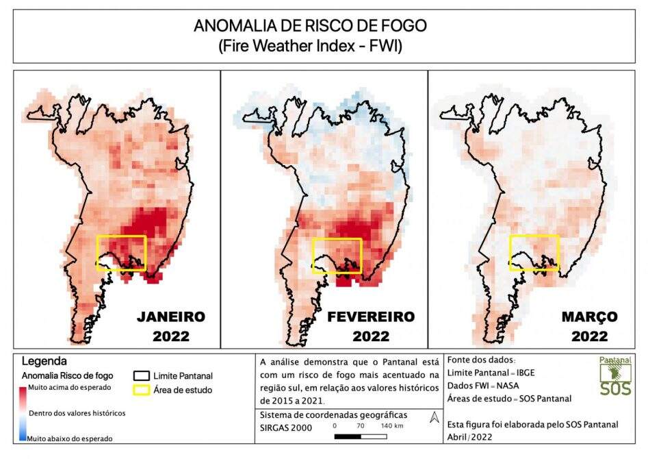 risco de fogo 1536x1087 1 - Seca antecipada do Pantanal em 2022 muda paisagem e aumenta risco de queimadas