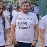 Campanhas apareceram em Wimbledon usando t-shirts com a pergunta ”Onde está Peng Shuai?” 