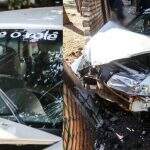 ‘Deus abençoe o rolê’: Adolescente diz ter sido fechado e bate carro contra muro em Campo Grande