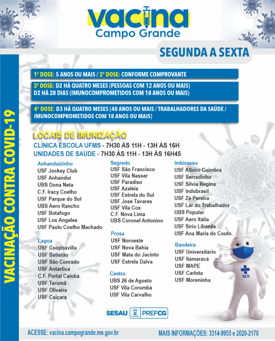 vacinacao - Confira onde se vacinar contra Covid em Campo Grande esta semana