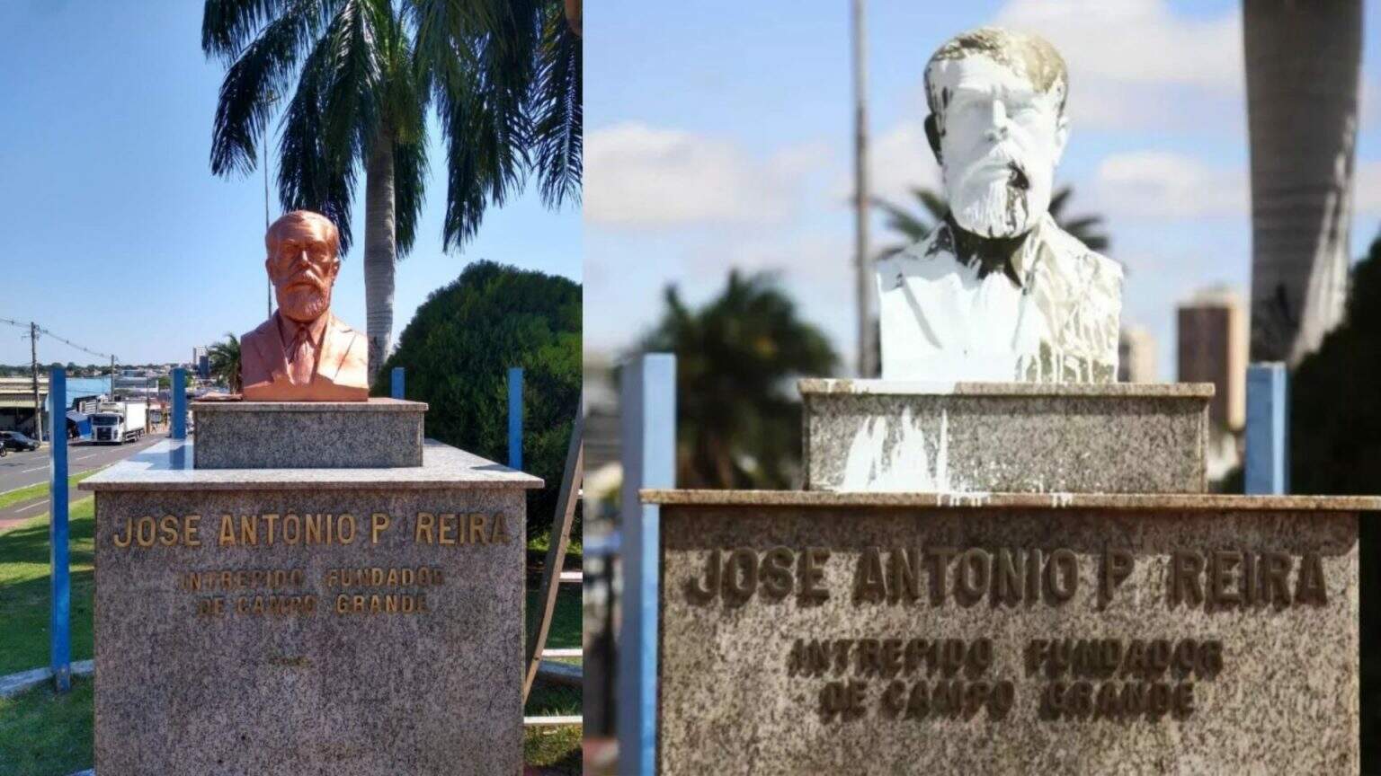 Busto de José Antônio Pereira ganha 'cara nova' após vandalismo Busto de José Antônio Pereira ganha 'cara nova' após vandalismo