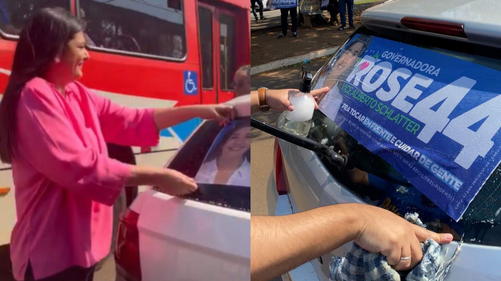 Rose começa campanha adesivando carros na rua da Divisão em Campo Grande