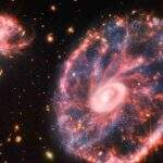 Nasa divulga imagem de galáxia em caos após colisão e intriga internautas: ‘roda de carroça’