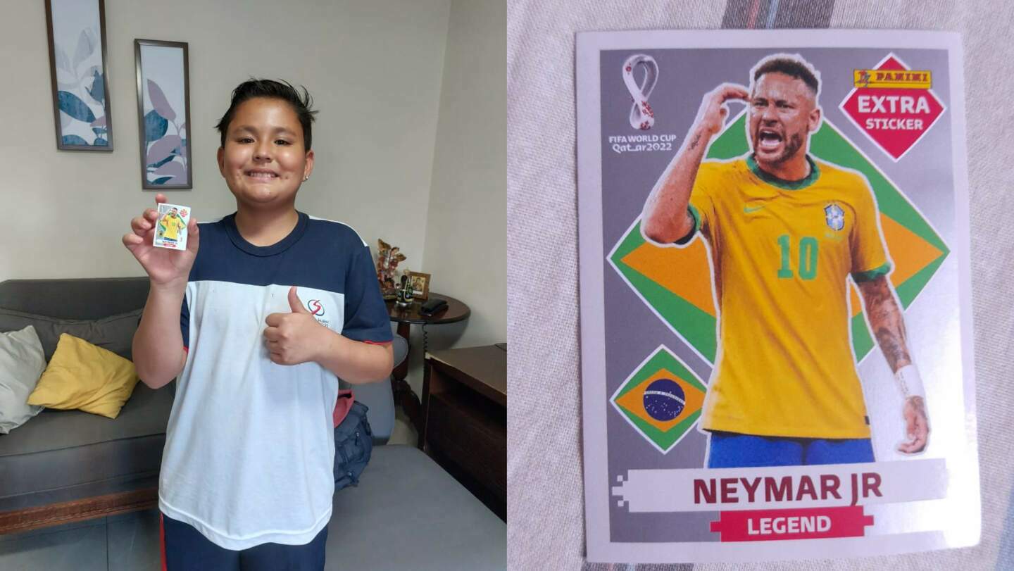 Garoto de 10 anos de BH encontra figurinha de Neymar vendida por R