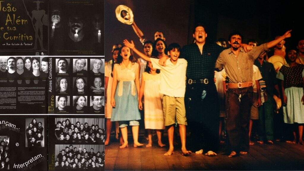 Folder do espetáculo exibido em dezembro de 2001 e parte do elenco. Foto: Montagem/Jornal Midiamax