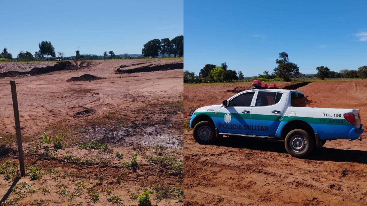 Terreno onde polícia fez vistoria após denúncia de crime ambiental. Foto: PMA/Divulgação