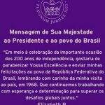 Mensagem da Vossa Excelência Rainha Elisabeth II para o Brasil um dia antes de sua morte