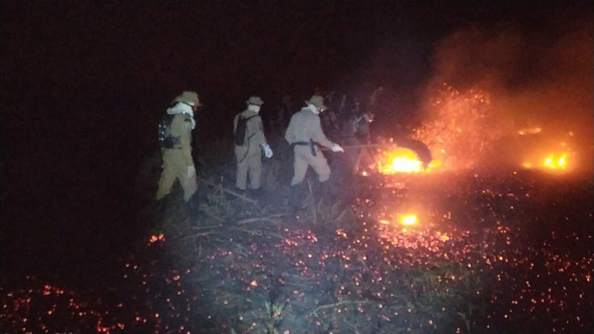 Bombeiros combatem incêndios às margens do Rio Taquari em Corumbá