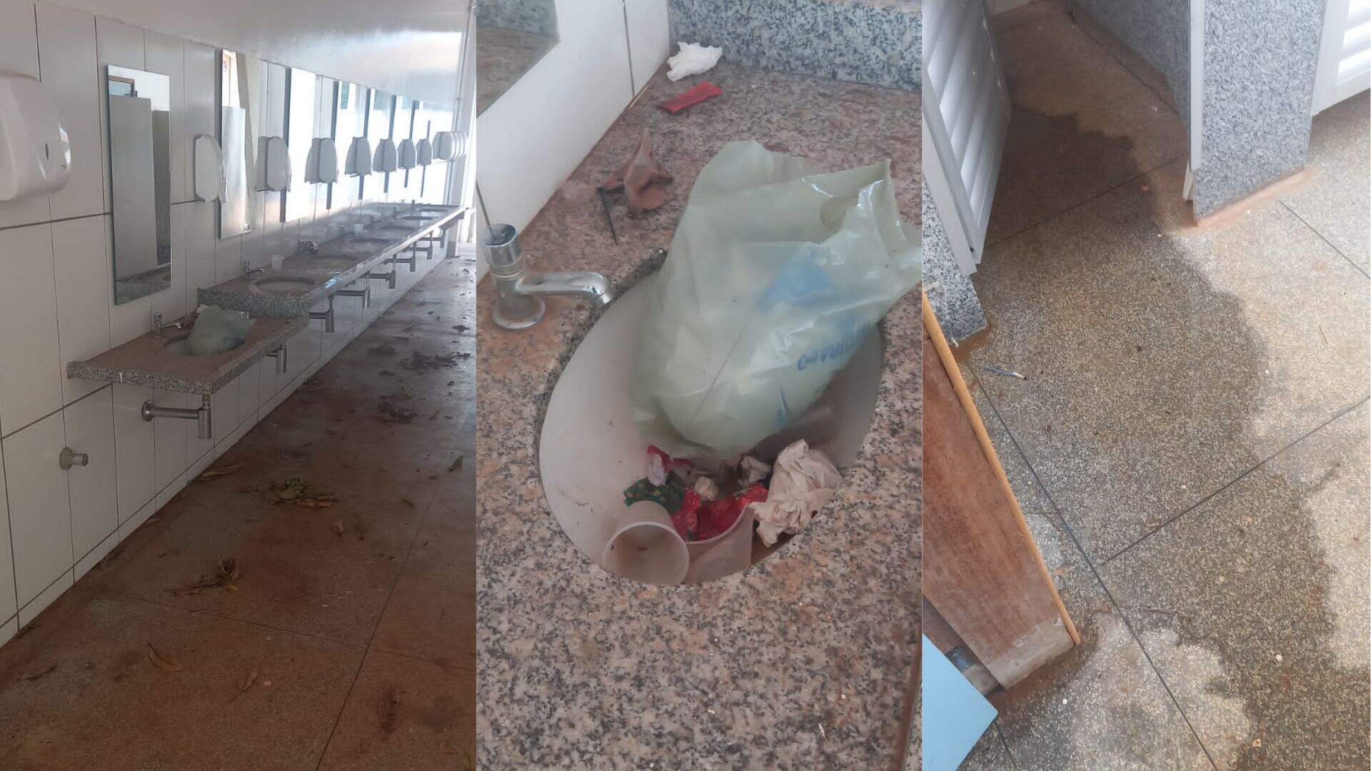 Acadêmico denuncia banheiro da UFMS tomado por lixo e com vazamentos em obra inaugurada em março