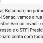 Eleitores recebem mensagens de texto com apoio a Bolsonaro e ameaças ao STF