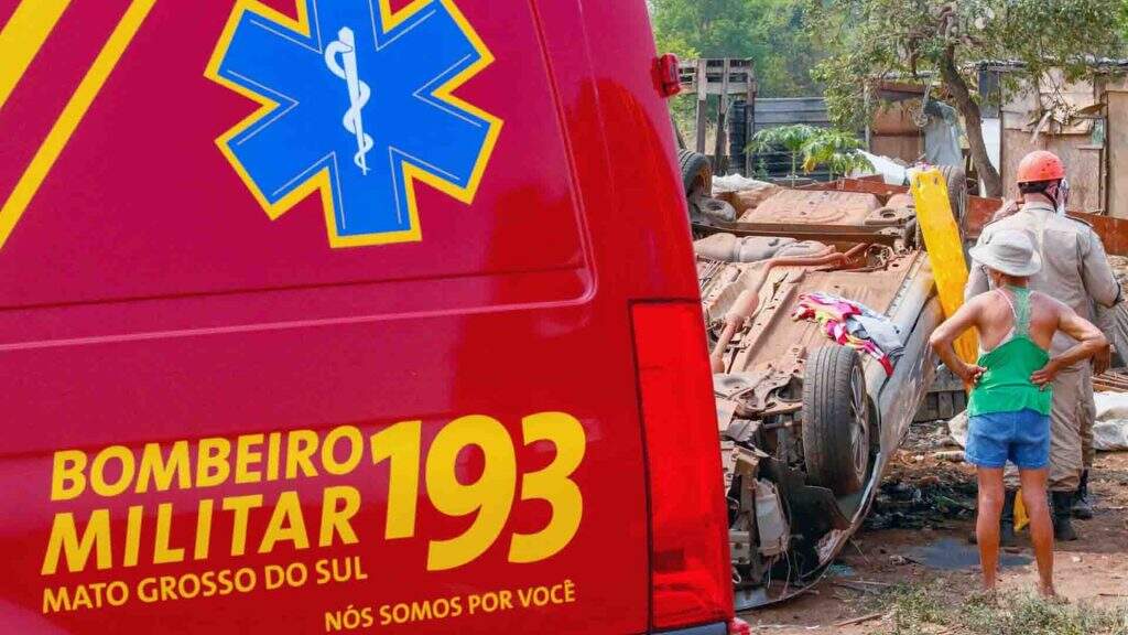 aciente0602 - Família que ia para confraternização em Campo Grande fica ferida após carro capotar várias vezes