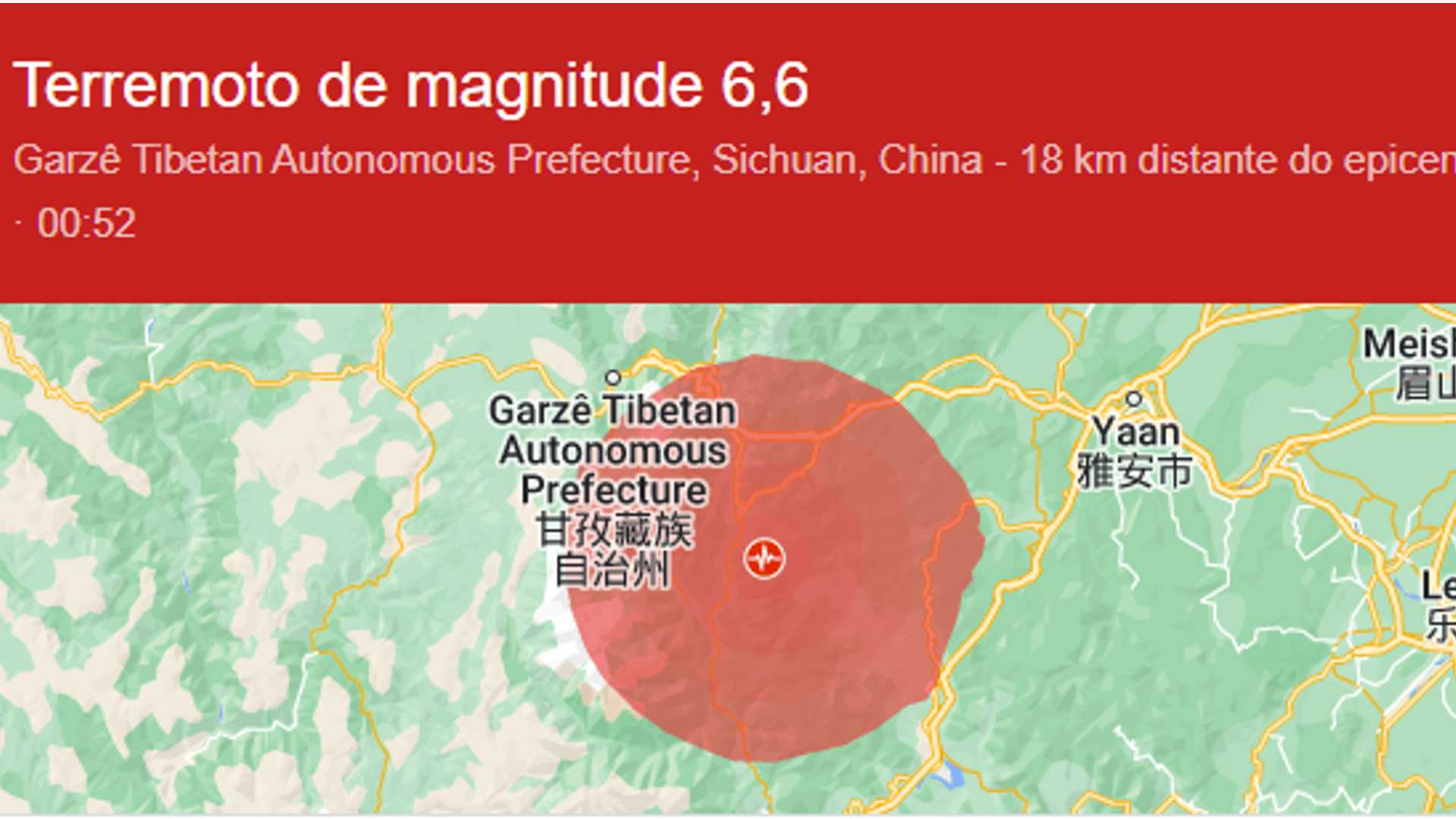 Terremoto de magnitude 6,6 na China deixa ao menos 65 mortos