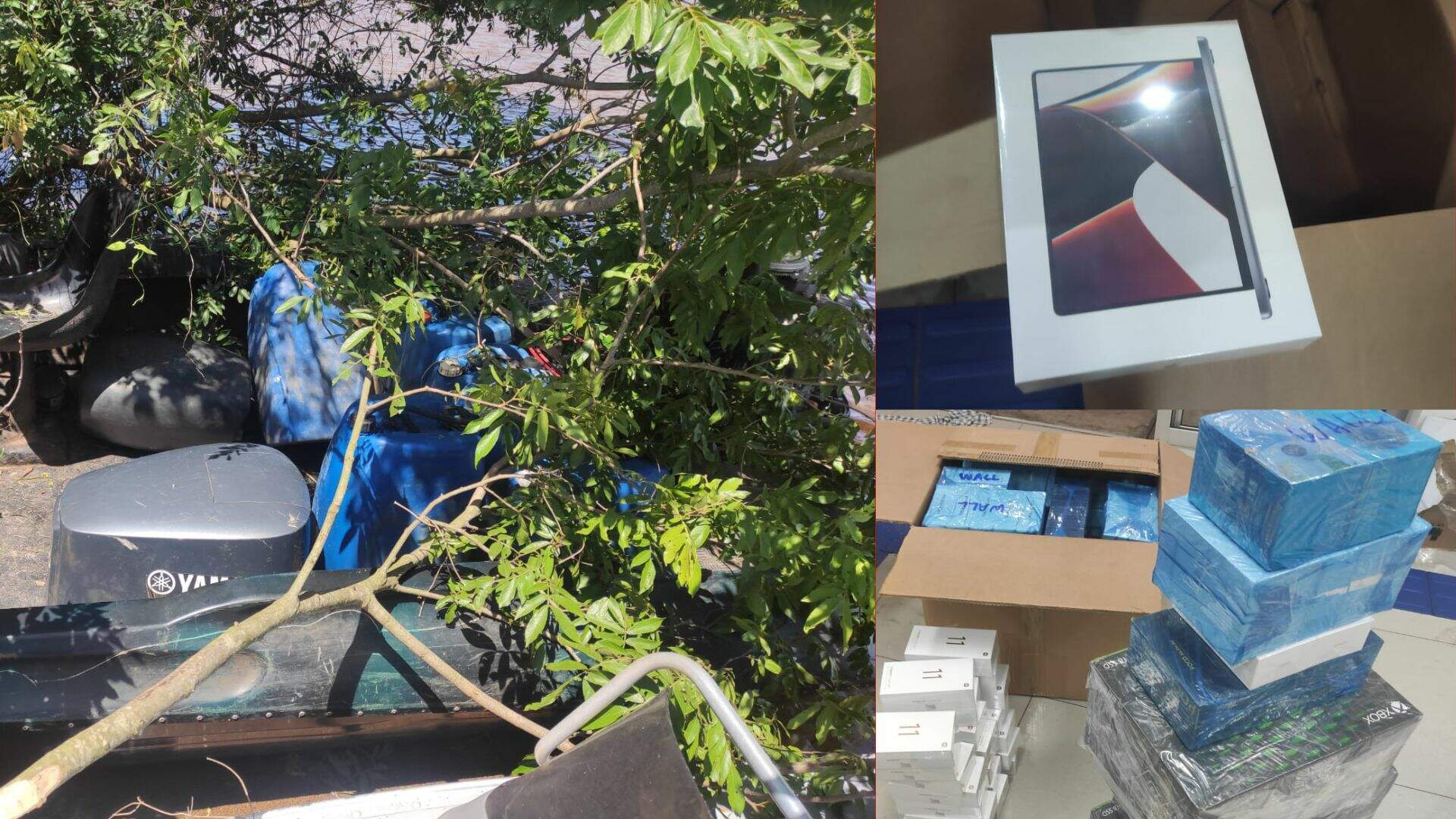 Após fugas, polícia flagra lancha e barco com R$ 2 milhões em eletrônicos contrabandeados