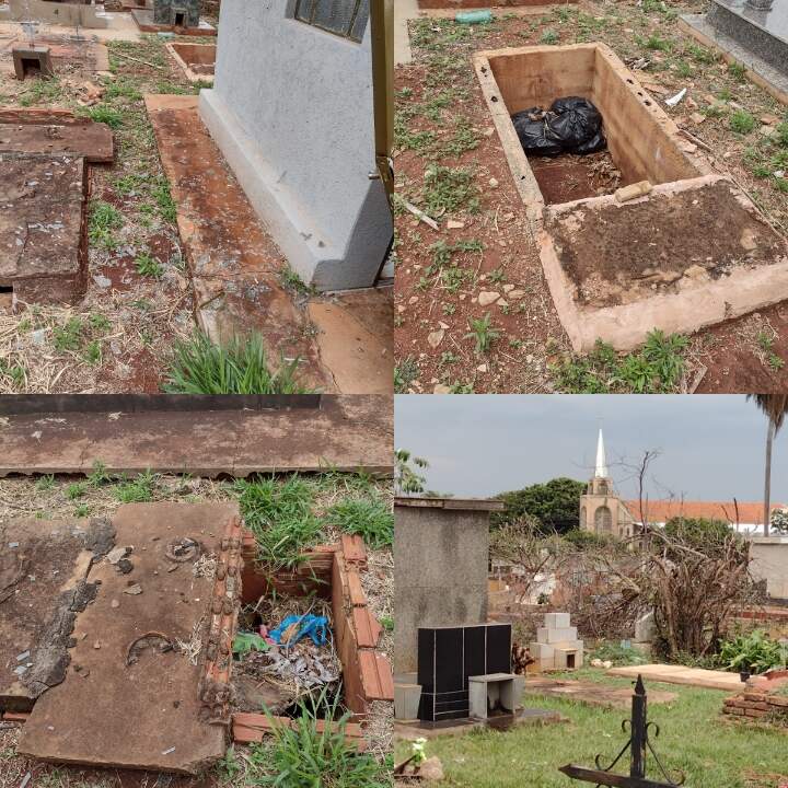 Túmulos em volta da sepultura da família da delegada