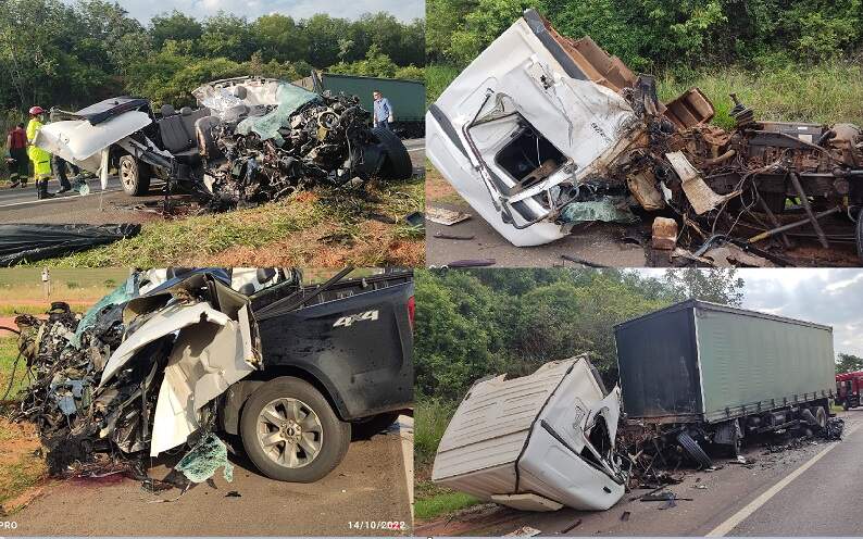 Imagens do acidente na rodovia de São Paulo - (Fotos: Tupãense Notícias) caminhão e caminhonete