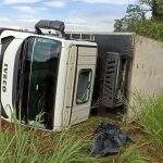 Motorista tenta evitar colisão com carreta e tomba caminhão na MS-276, em Batayporã