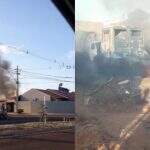 VÍDEO: Incêndio destrói caminhões dentro de residência e assusta moradores do Portal Caiobá