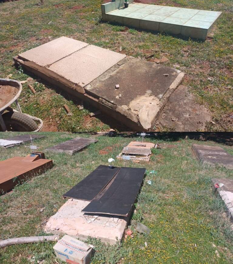Mais sepulturas tampadas de forma improvisada após denúncia - (Fotos: Adriel Mattos/Midiamax) cemitério ossada