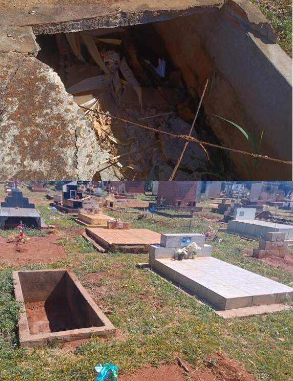 Reportagem ainda flagrou crânio exposto no Cemitério - (Fotos: Adriel Mattos/Midiamax)