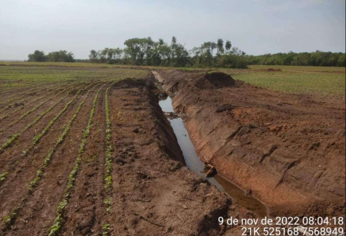 Fazendeiro é multado em R$ 15 mil por degradação ambiental com escavação de dreno