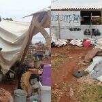 Moradores de favela pedem doações após temporal destruir moradias em Campo Grande