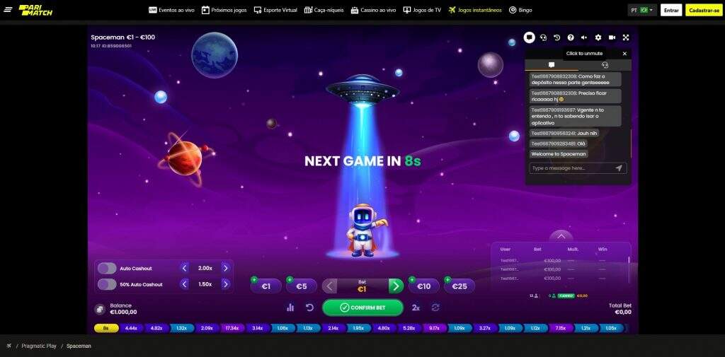 Explore o Universo ao Vivo com o Jogo de Cassino Spaceman