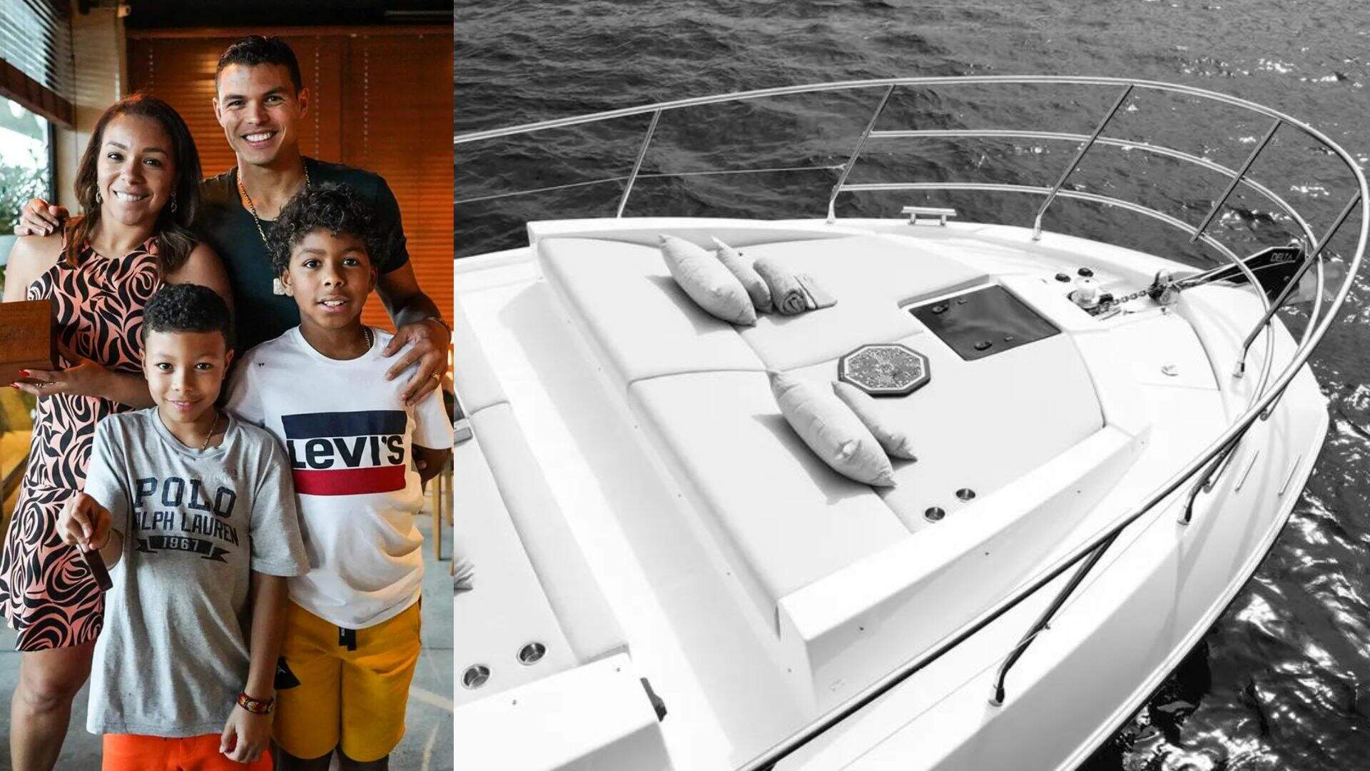 Capitão da seleção, Thiago Silva se diverte com família em iate de R$ 10 milhões; veja por dentro