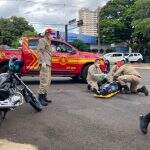 Colisão com viatura descaracterizada da PM deixa motociclista com fratura em Campo Grande