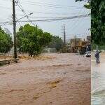 Córrego transborda na Ernesto Geisel e veículos precisam ‘fugir’ da enxurrada