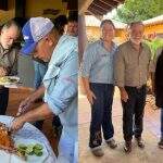 Tony Ramos almoça leitoa assada no tambor e Cauã Reymond ‘bate pratão’ em fazenda de MS