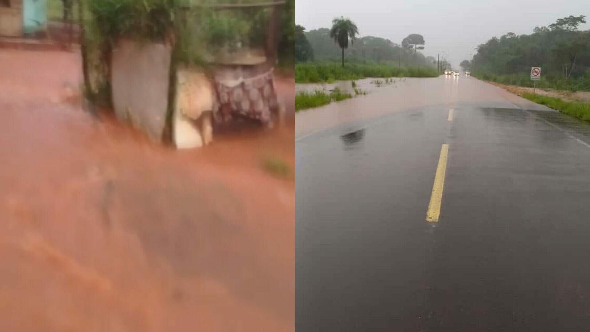VÍDEO: Chuva torrencial alaga residências e rodovias da fronteira de Ponta Porã