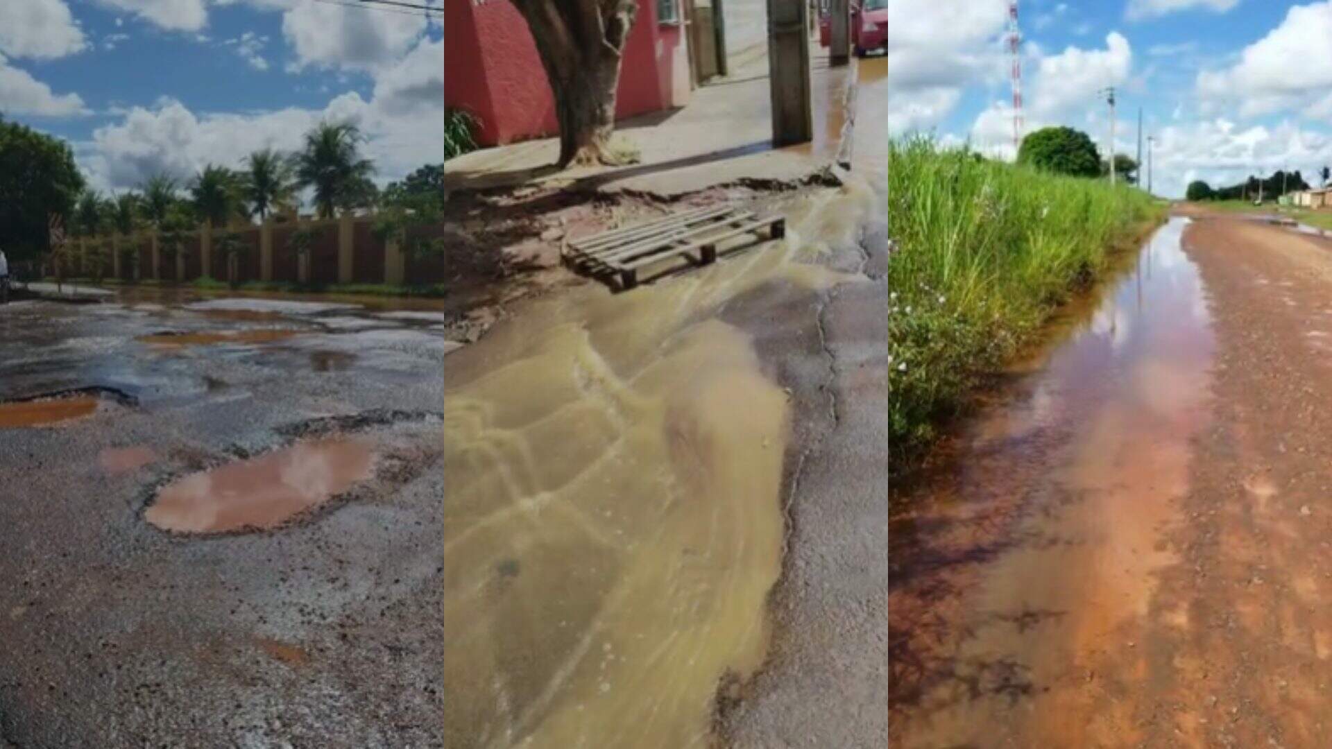 Bairros sofrem com falta de drenagem e água escorre pela rua mesmo após fim da chuva