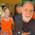 Glória Pires chega a Mato Grosso do Sul para gravar nova novela e posa com seguranças